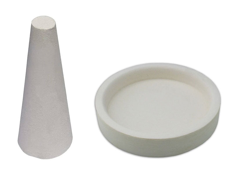Ceramic dish and borax cone on a white background | Soldering flux