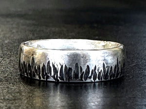 Hammer textured silver ring oxidised with liver of sulphur gel | Jewellery Classees