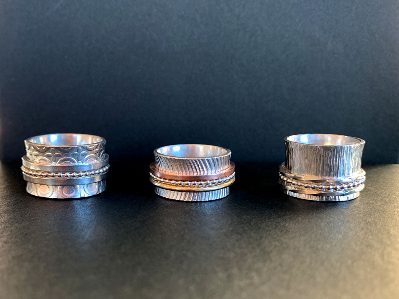 Spinner rings made in the Intensive Beginners Jewellery Short Course | Jewellery Making Course