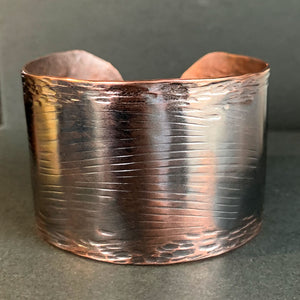 Copper cuff made in the Intensive Beginners Jewellery Short Course | Jewellery Making Course