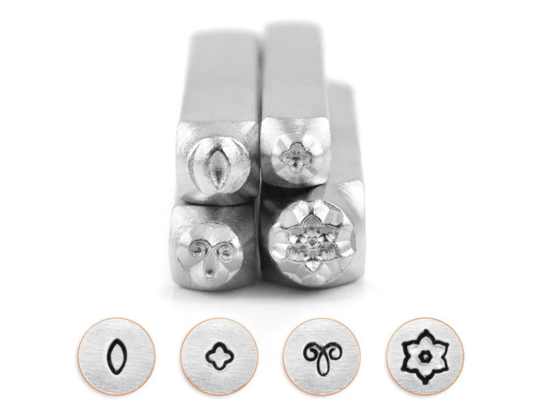 A set of mandala metal stamps with various geometric patterns, intended for crafting and jewelry making.