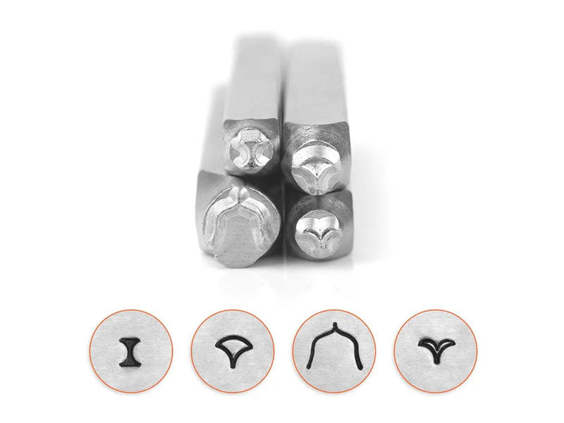 A set of mandala metal stamps with various designs, including geometric shapes and floral patterns, used for crafting jewelry.