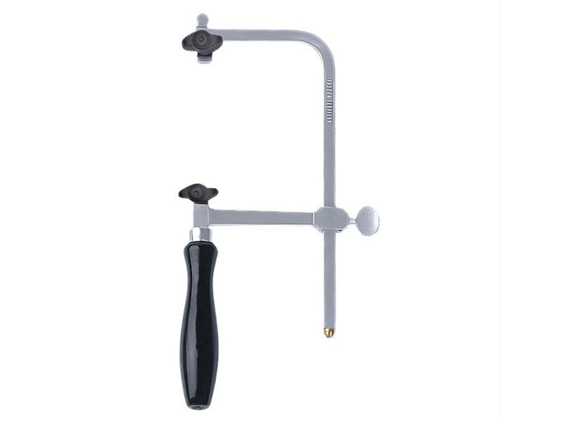German jewellers saw frame with hardwood handle and forged steel, on a plain white background
