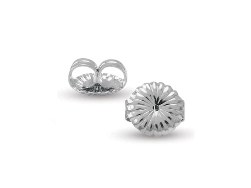 925 Sterling Silver Fancy Flower Polished Butterfly Backs