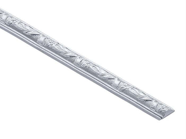 Sterling Silver Flower and Leaf with Border Pattern Wi - Pod Jewellery