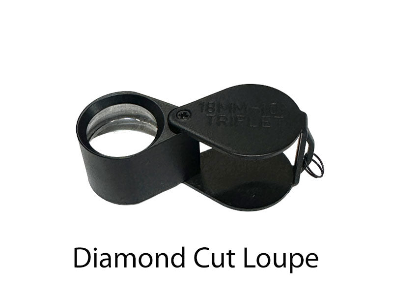 Black magnifying glass with two lenses on a white background - Diamond Cut Triplet Loupe | Jewelry Supplies Australia