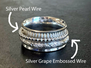 925 Sterling Silver Grape Embossed Wire