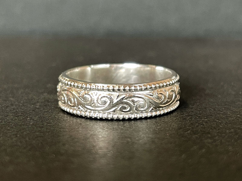 Tourbillon en argent sterling 925 avec bordure en fil gaufré