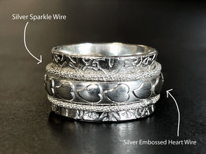 925 Sterling Silver Heart Embossed Wire