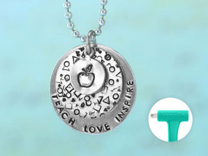 Necklace stamped with shapes texture | metal stamping