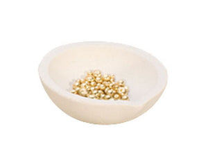 Small ceramic crucible for melting gold and silver, on a white background