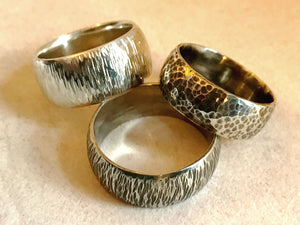 Three rings made in the Silver Ring Making Workshop - Pod Jewellery