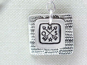 Pendant stamped with dash zig zag metal stamp